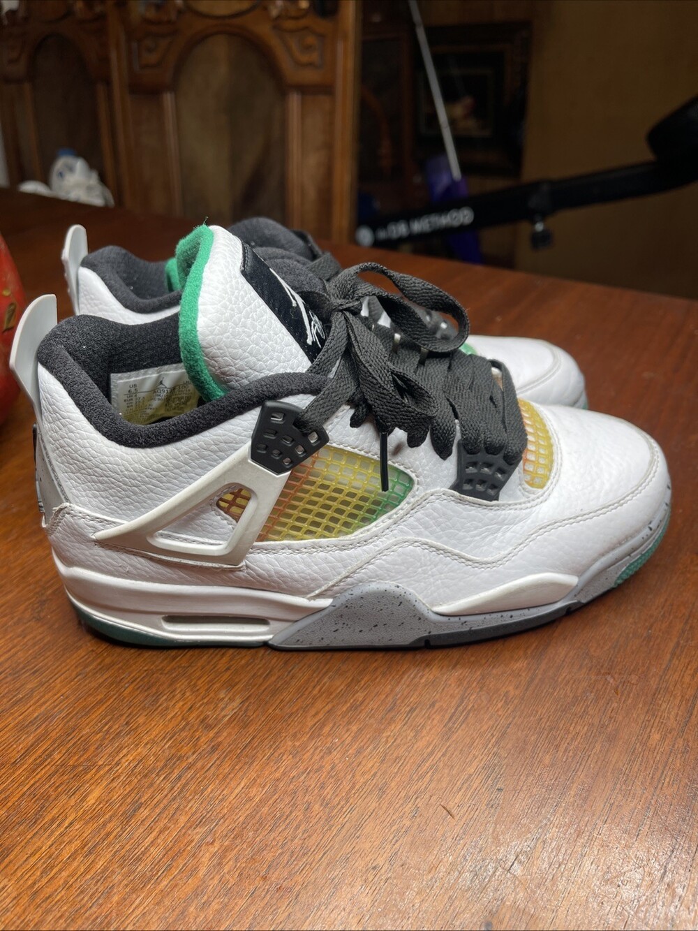 Nike Air Jordan 4 Retro Lucid Green Rasta AQ9129-100 Size W6.5 M5.0